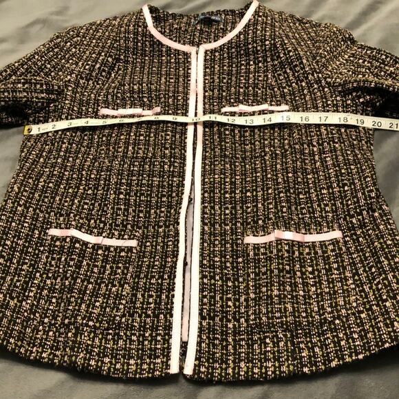 SA Denim  Tweed Blazer with Ribbon Trim Woman Size 6 Bows Office Pockets Y2K - Picture 8 of 11